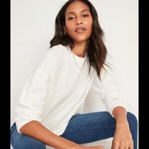 old navy cream waffle knit crop top